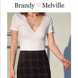 Brandy Melville Rae White Wrap Top